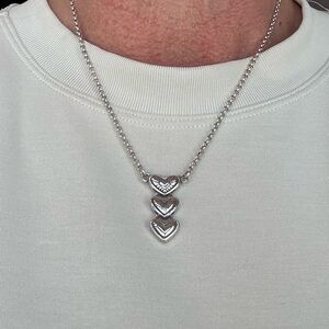 Brighton triple heart silver necklace.